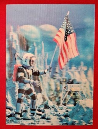3 - D Postcard Memo From The Moon Lenticular Image 1966 Rare Hologram - Like