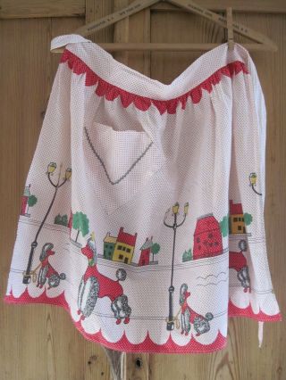 Vintage 1960 Red And White Polka Dot Poodle Apron