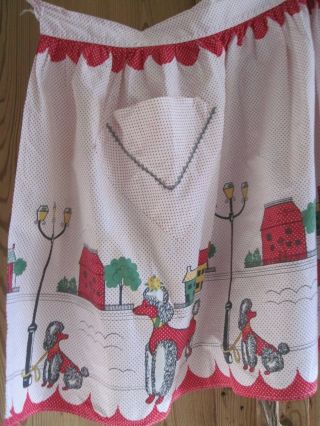 VINTAGE 1960 RED AND WHITE POLKA DOT POODLE APRON 2
