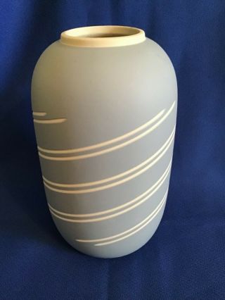 Vintage Wedgwood Jasperware Blue & White Swirl Cylinder Vase Unusual