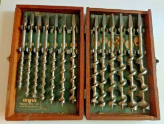 Irwin Auger 13 Piece Bit Set In Wood Box With 4 Additional Bits