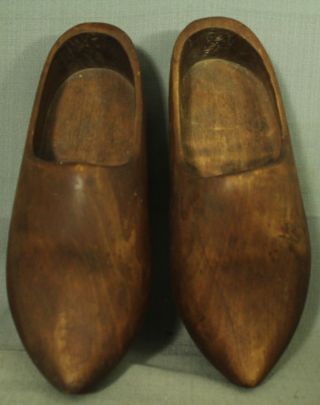 Vintage Old Antique Dutch Carved Wood Shoes Men 