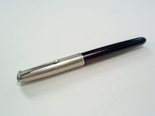 Vintage Black Parker 51 Lustraloy Cap Aerometric Fountain Pen/14k Gold M Nib