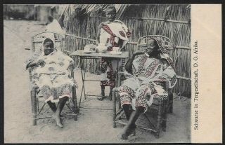German East Africa Vintage Tinted Postcard Tea Time