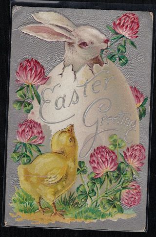 Vintage Antique Postcard Easter Greetings 1919