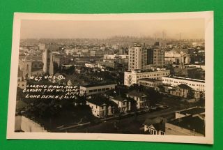 Long Beach,  Ca Rppc,  Birds Eye View From Wilmore Apartments,  1924 - 1942