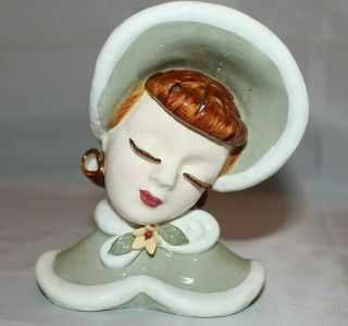 Vintage Lady Head Vase By Lefton " Ginger " Approx 6 "