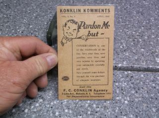 Konklin Komments Pardon Me But F.  C.  Conklin Agency Post Card Wolcott N.  Y.
