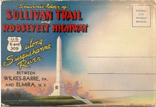 Souvenir Of Sullivan Trail And Roosevelt Highway Pa Ny Postcard Folder 18 Views
