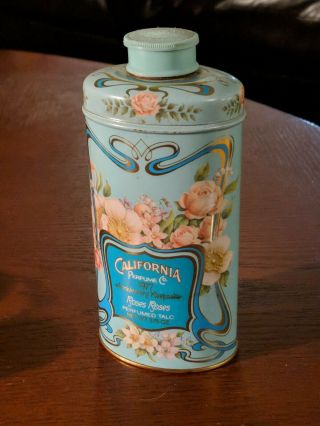Avon California Perfume 1977 Anniversary Keepsake Vintage Talcum Powder Tin