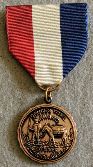 Boy Scout Trail Medal - Cruces Trail Award - Explorer - C.  Z.  Council 801 Bsa