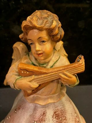 Vintage ANRI Musical Carved Wood Music Box Angel REUGE Movement Italy 2