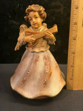Vintage ANRI Musical Carved Wood Music Box Angel REUGE Movement Italy 4