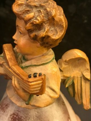 Vintage ANRI Musical Carved Wood Music Box Angel REUGE Movement Italy 6