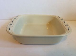 Longaberger Pottery Blue Woven Traditions Square Handled Baking Dish 11x9”
