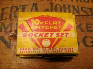 Vtg Oxwall 10pc Flat Ratchet Socket Set Old Antique Radio Television Repair Tool