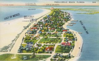 Pass A Grille Beach Florida Fl Hotel Anchor Inn Aerial Gulf Of Mexico Postcard