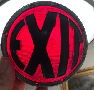 Vintage Round Convex Red Glass Exit Light Sign