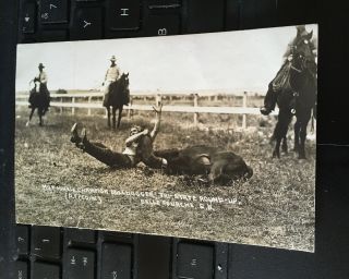 Antique Photo Postcard Rppc - Milt Hinkle Champion Bulldogger,  Tri State Roundup