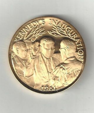 President John F.  Kennedy Jfk Inauguration 24k Gold Bronze Longines Medal Coin
