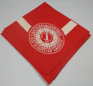 1937 National Scout Jamboree Neckerchief - Full Square Red - Boy Scout/bsa