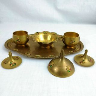 Vintage Brass Spice Set with Bowls and Tray 2