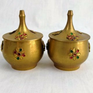 Vintage Brass Spice Set with Bowls and Tray 4