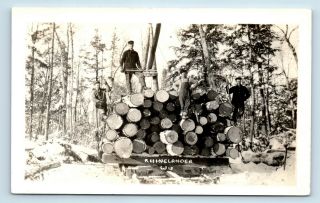 Rhinelander,  Wi - Scarce Early 1900s Winter Logging Lumberjack Scene - Rppc - S5
