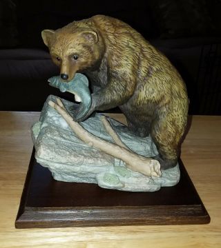 1994 Home Interior Masterpiece Porcelain By Homco Brown Bear Endangered Species