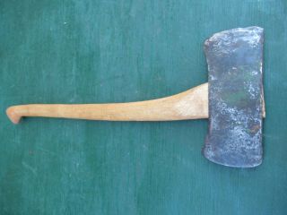 Antique Hewing Double Bit Axe Head 3,  " Long Blade Tool Wooden Handle