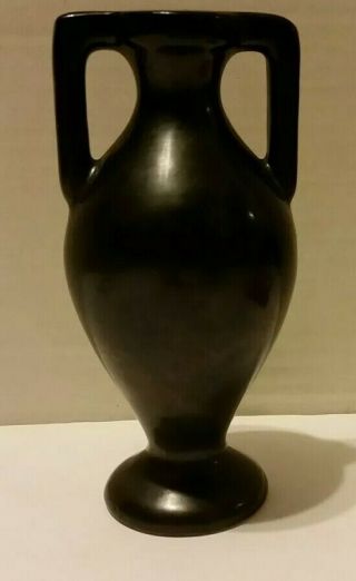 Vintage Art Deco Pottery Vase Urn Jug Made In Israel Gunmetal Black 2 Handles