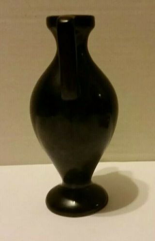 Vintage Art Deco Pottery Vase Urn Jug Made In ISRAEL Gunmetal Black 2 Handles 2