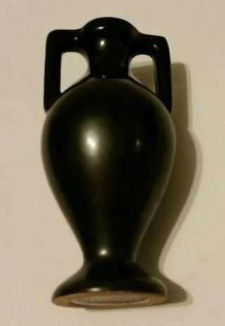 Vintage Art Deco Pottery Vase Urn Jug Made In ISRAEL Gunmetal Black 2 Handles 3