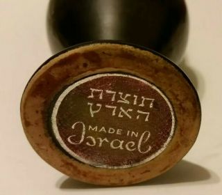 Vintage Art Deco Pottery Vase Urn Jug Made In ISRAEL Gunmetal Black 2 Handles 4