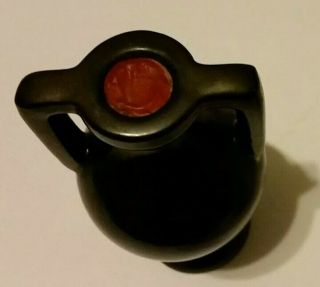 Vintage Art Deco Pottery Vase Urn Jug Made In ISRAEL Gunmetal Black 2 Handles 5