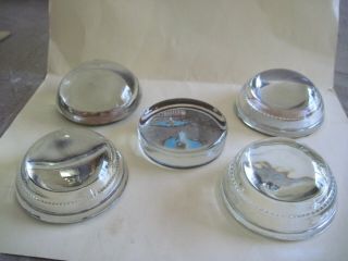 Vintage Glass Dome Paperweights With Magnifier Lens - - Picture Insert - - Set Of 5