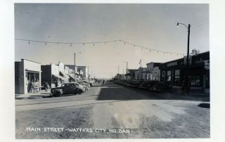 Watford City,  North Dakota Main Street Vintage Photo Postcard