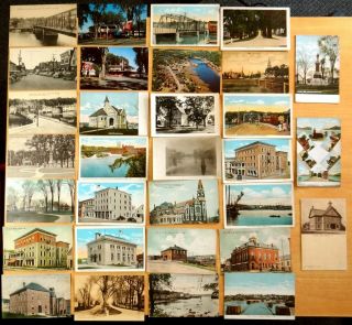 31 Postcards All Calais Maine Washington Co.  Me 2 Rppc Wcrr Railroad Station