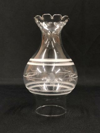 C.  1870’s Petal Top Big Bulge Wheel Cut Clear Glass No.  2 Size Oil Lamp Chimney Nr