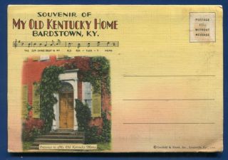 Bardstown My Old Kentucky Home Ky Postcard Folder