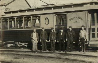 Rail Workers Labor Oregon Passenger Rr Train Car C1910 Real Photo Postcard