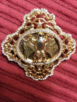 Rare Retired Pwc Dar Eagle Pin W Rhinestones.  Unusual Shaped Brooch.