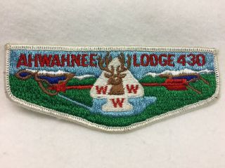 Boy Scouts - Oa - Ahwahnee Lodge 430,  White Trim Flap