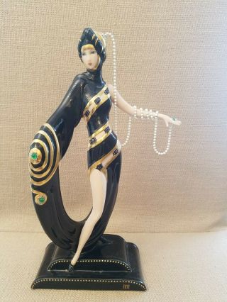 House Of Erte Porcelain Sculpture Pearls And Emeralds By Franklin Q 0362