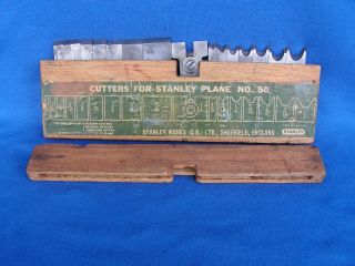 Vintage Antique Stanley No.  50 Plane Cutters Box Complete Set 45 55