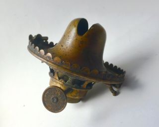 Antique Kerosene Lamp Burner Early Rare 1 Hinged Civil War Era Ptd 1860 63 67