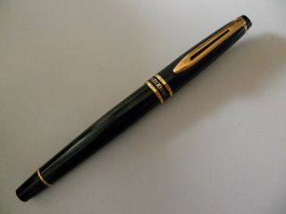 Waterman Expert Black & Gold Trim Size F Nib Fountain Pen In