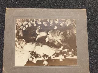 Vtg 1900’s Post Mortem Child Photo With Flowers