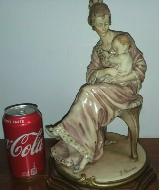 Lrg 12 " Glossy Giuseppe Armani Mother And Child In Chair Figurine Capodimonte