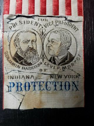 RARE 1888 Benjamin Harrison/Levi Morton Presidential Political Ribbon 2